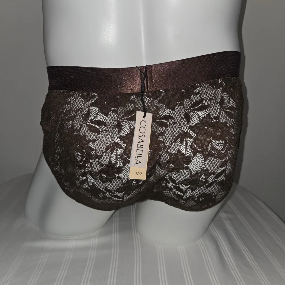 Cosabella Mens Lace Brief Espresso Brown Floral Italian Underwear